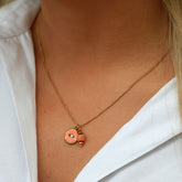 Golden necklace  mystic soul eye orange